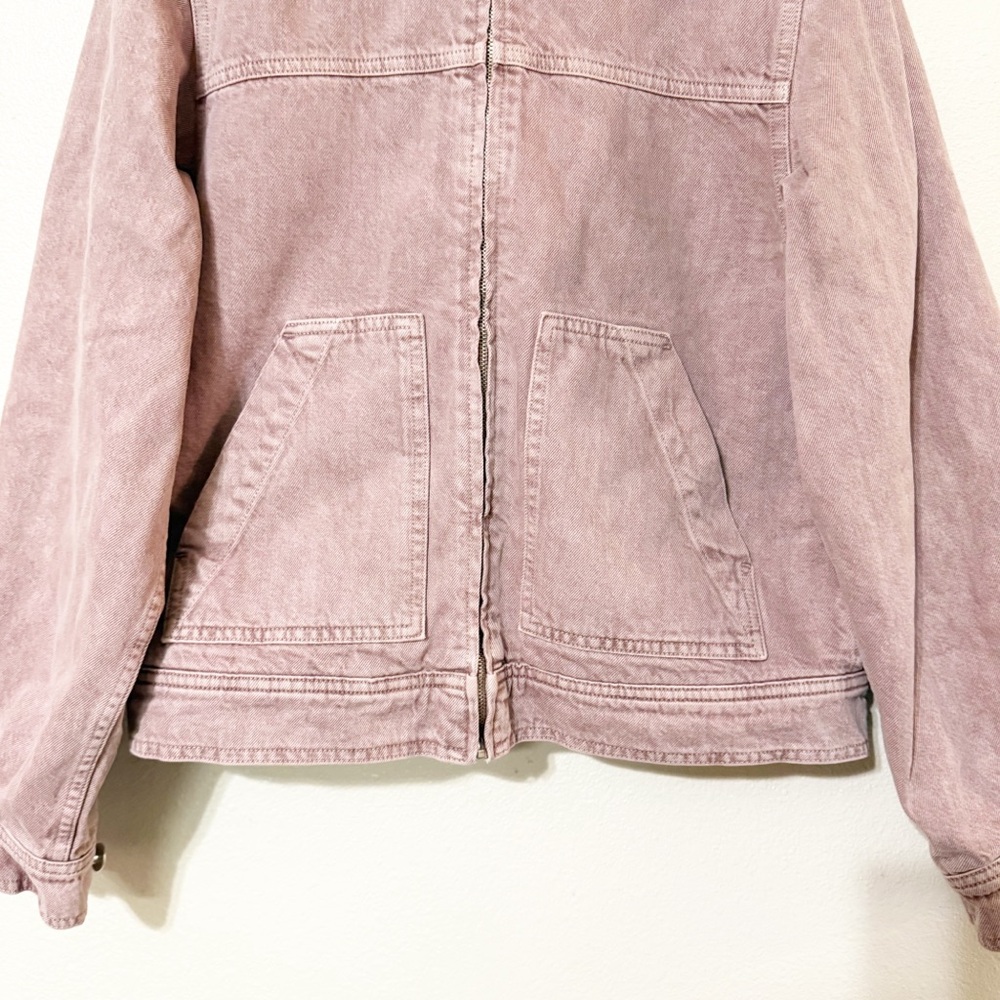 AMO Anthropologie Zoe Sherpa Lined Collar Zip Front Jacket in Tawny Pink Small - Picture 9 of 12